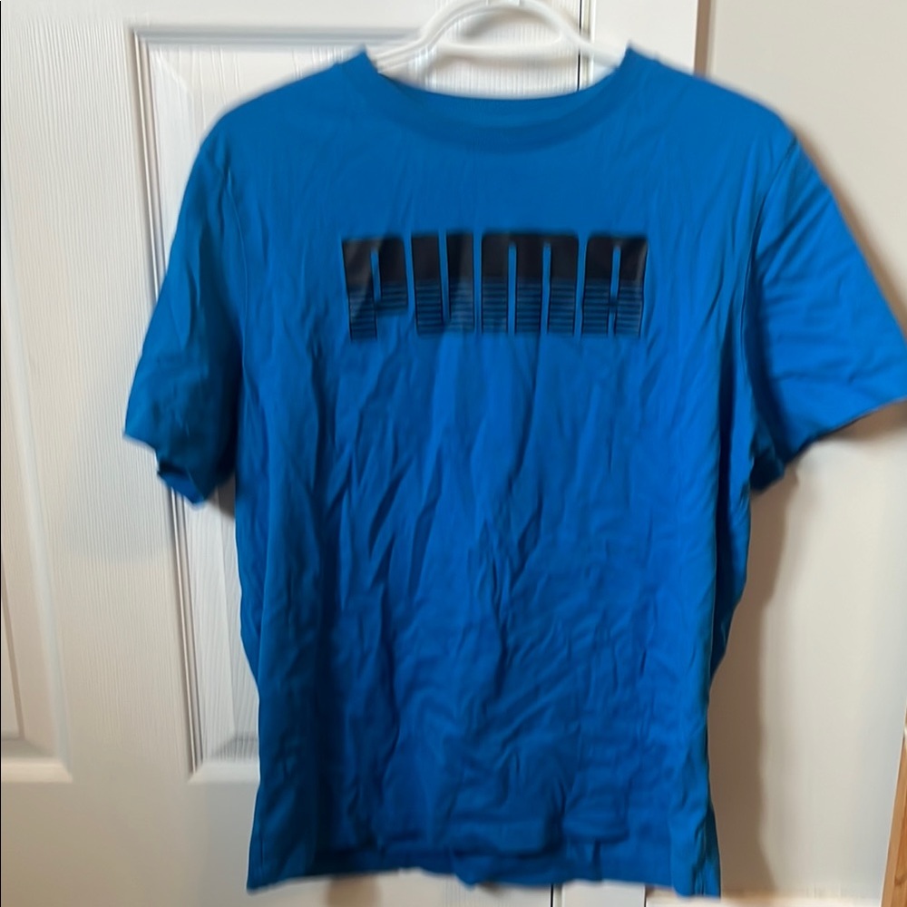 Puma Blue Short Sleeve Tee Classic Crew Neck